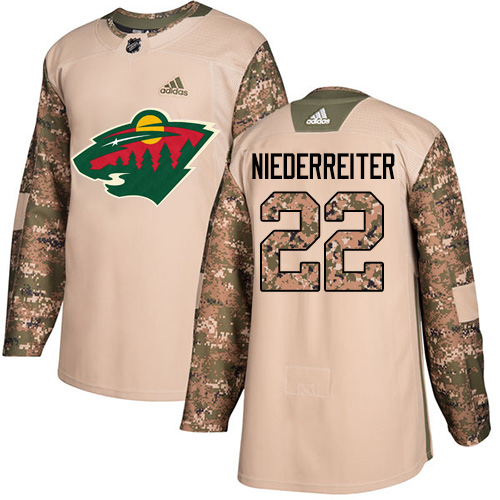 Adidas Wild #22 Nino Niederreiter Camo Authentic Veterans Day Stitched NHL Jersey